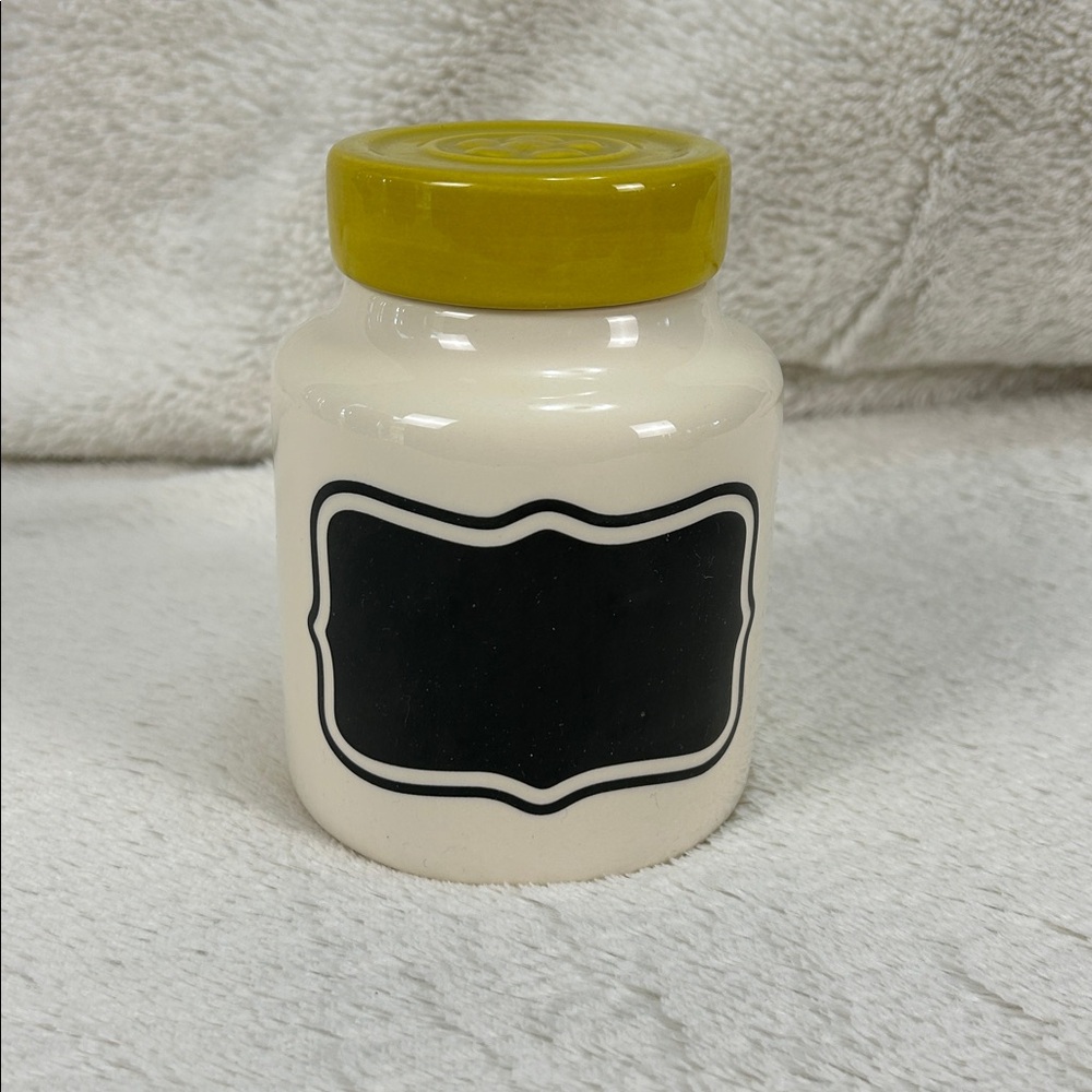 1 Ceramic Kitchen Jar With Lid Black Chalk Label